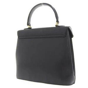 Salvatore Ferragamo Black Leather Handbag Logo